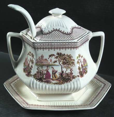 Antoinette Multicolor Tureen & Lid w/Ladle & Underplate