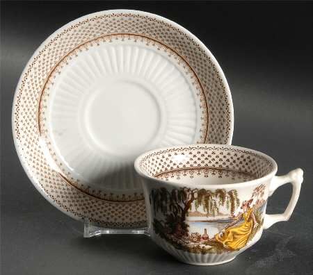 Antoinette Multicolor Flat Cup & Saucer Set