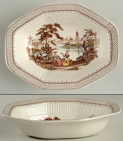 Antoinette Multicolor 9" Oval Vegetable Bowl