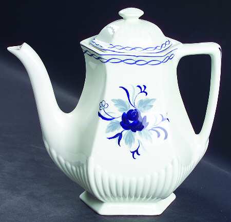 Baltic Blue (Newer, White) Small Coffee Pot & Lid