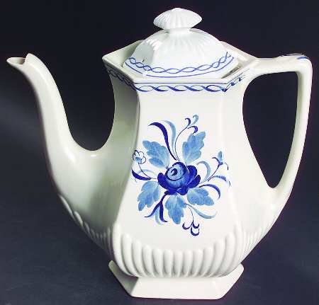Baltic Blue (Newer, White) Coffee Pot & Lid