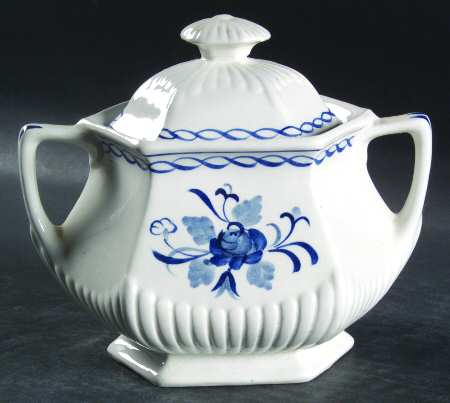 Baltic Blue (Newer, White) Sugar Bowl & Lid