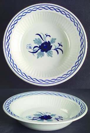 Baltic Blue (Newer, White) Rim Fruit/Dessert (Sauce) Bowl