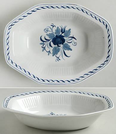 Baltic Blue (Newer, White) 9" Octagonal Vegetable Bowl