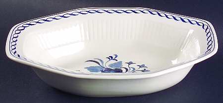 Baltic Blue (Newer, White) 9" Oval Vegetable Bowl
