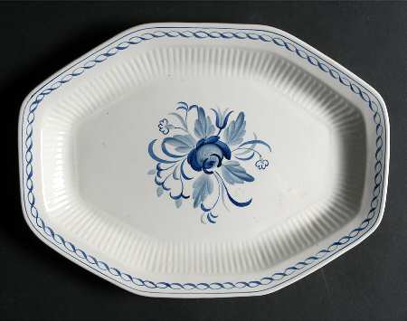 Baltic Blue (Newer, White) 11" Oval Serving Platter