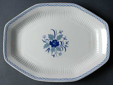Baltic Blue (Newer, White) 13" Octagonal Serving Platter