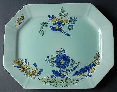 Blue Parrot (Celadon) 16" Oval Serving Platter