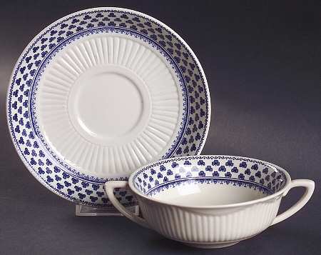Brentwood (Adams Back Stamp) Flat Cream Soup Bowl & Saucer Set