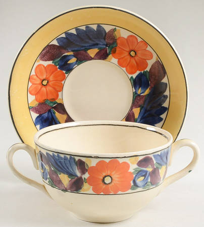 Brocade Flat Bouillon Cup & Saucer