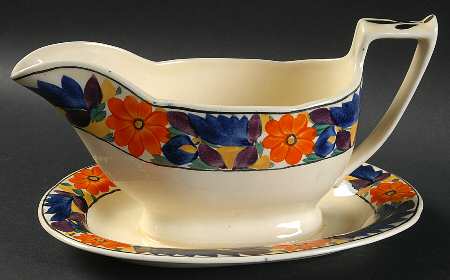 Brocade Gravy Boat with Attached Underplate