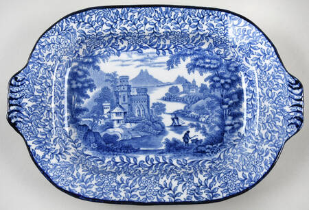 Cattle Scenery Blue (No Trim, Scalloped) Underplate for Sauce Boat
