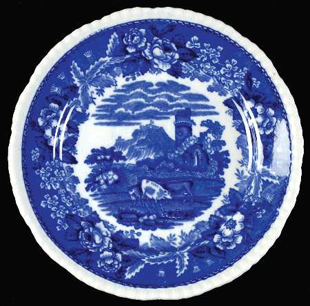 Cattle Scenery Blue (No Trim, Scalloped) Dessert/Pie Plate