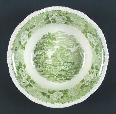 Cattle Scenery Green 10" Round Vegetable Bowl