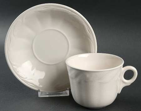 Ceres Cream Flat Cup & Saucer Set