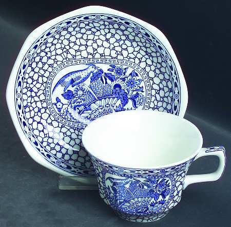 Chinese Bird Flat Cup & Saucer Set
