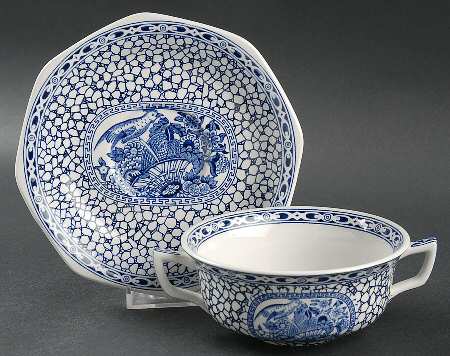 Chinese Bird Flat Cream Soup Bowl & Saucer Set