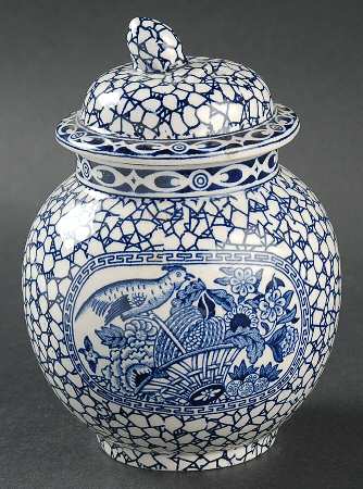 Chinese Bird Sugar Bowl & Lid