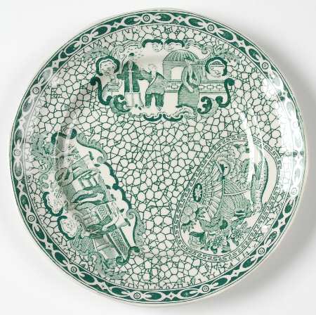 Chinese Bird Green Bread & Butter Plate