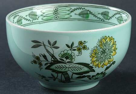 Chinese Garden Green Open Sugar Bowl
