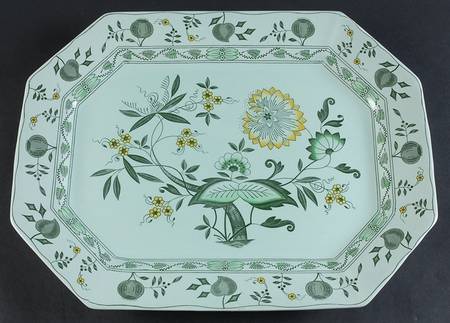 Chinese Garden Green 17" Oval Serving Platter
