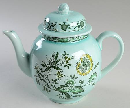 Chinese Garden Green Teapot & Lid