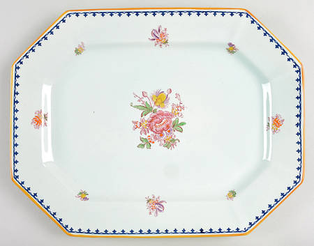 Chelsea Sprays Blue Multicolor 14" Oval Serving Platter