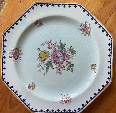 Chelsea Sprays Blue Multicolor Octagonal Luncheon Plate