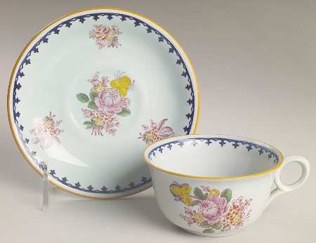 Chelsea Sprays Blue Multicolor Flat Cup & Saucer Set
