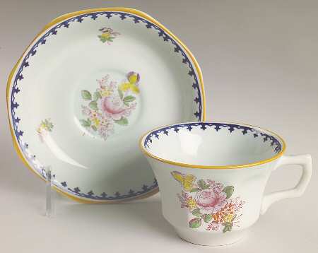 Chelsea Sprays Blue Multicolor Flat Cup & Saucer Set