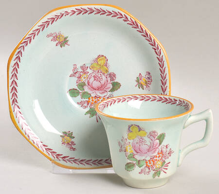 Chelsea Sprays Red (Laurel Leaf) Flat Demitasse Cup & Saucer Set