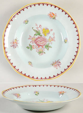 Chelsea Sprays Red (Fleur-De-Lis) Rim Soup Bowl