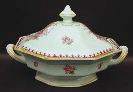 Chelsea Sprays Red (Fleur-De-Lis) Octagonal Covered Vegetable