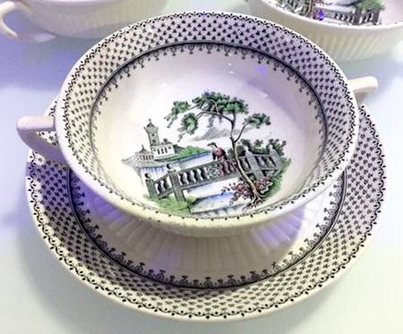 Claudette Flat Cream Soup Bowl & Saucer Set