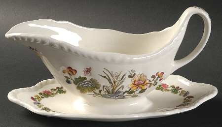Country Meadow Gravy Boat with Attached Underplate
