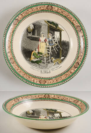 Cries of London (Green & Brown rim) 10" Round Vegetable Bowl by Adams China