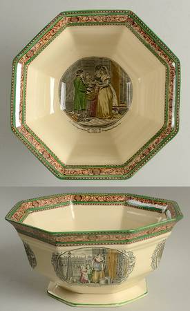 Cries of London (Green & Brown rim) 9" Large Fruit Bowl by Adams China