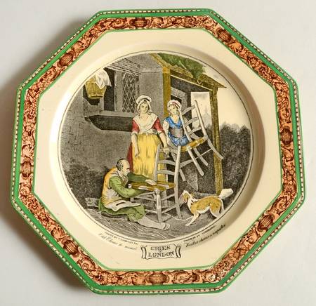 Cries of London (Green & Brown rim) Octagonal Luncheon Plate