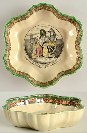Cries of London (Green & Brown rim) 7" Melon Bowl by Adams China