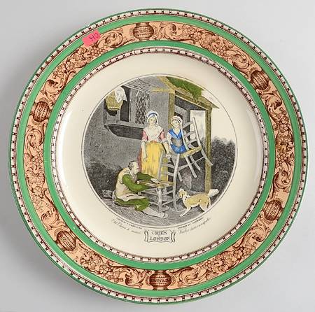 Cries of London (Green & Brown rim) Service Plate (Charger)