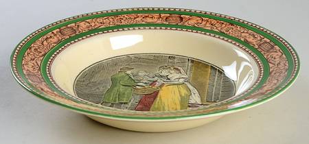 Cries of London (Green & Brown rim) Rim Soup Bowl by Adams China