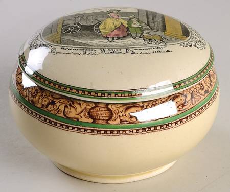 Cries of London (Green & Brown rim) 5" Round Box & Lid by Adams China