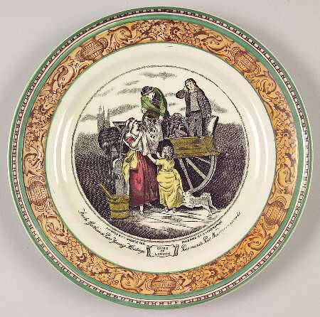 Cries of London (Green & Brown rim) Bread & Butter Plate