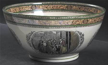 Cries of London (Green & Brown rim) 8" Chinese Bowl by Adams China