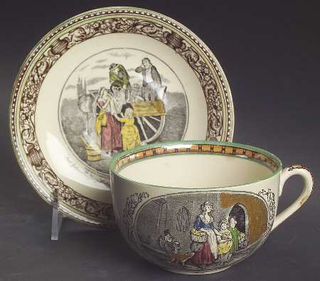 Cries of London (Green & Brown rim) Oversized Cup & Saucer Set