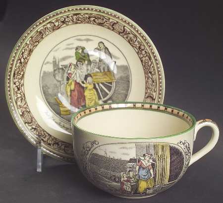 Cries of London (Green & Brown rim) Oversized Cup & Saucer Set