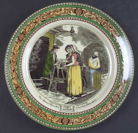 Cries of London (Green & Brown rim) Dinner Plate