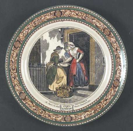 Cries of London (Green & Brown rim) Dinner Plate