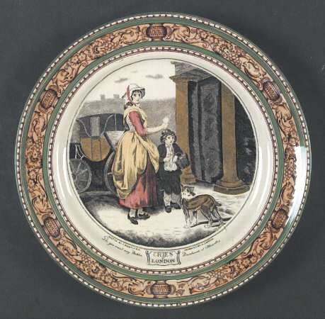 Cries of London (Green & Brown rim) Dinner Plate