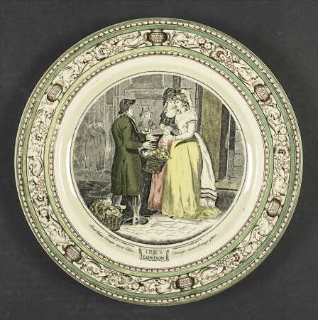 Cries of London (Green & Brown rim) Dinner Plate